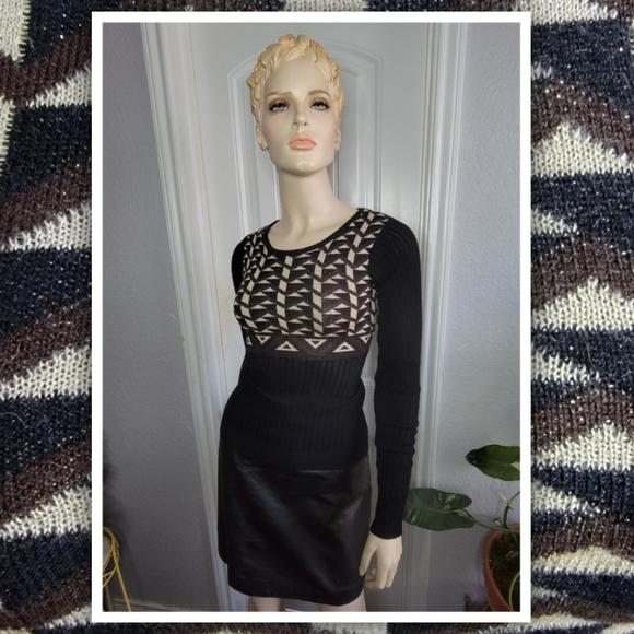 Energie women's S lightweight pullover geometric sweater black brown tan… - Picture 1 of 5